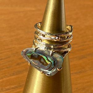 NWT, Rare, discontinued Kendra Scott Cora ring, gold, abalone. Size 7.